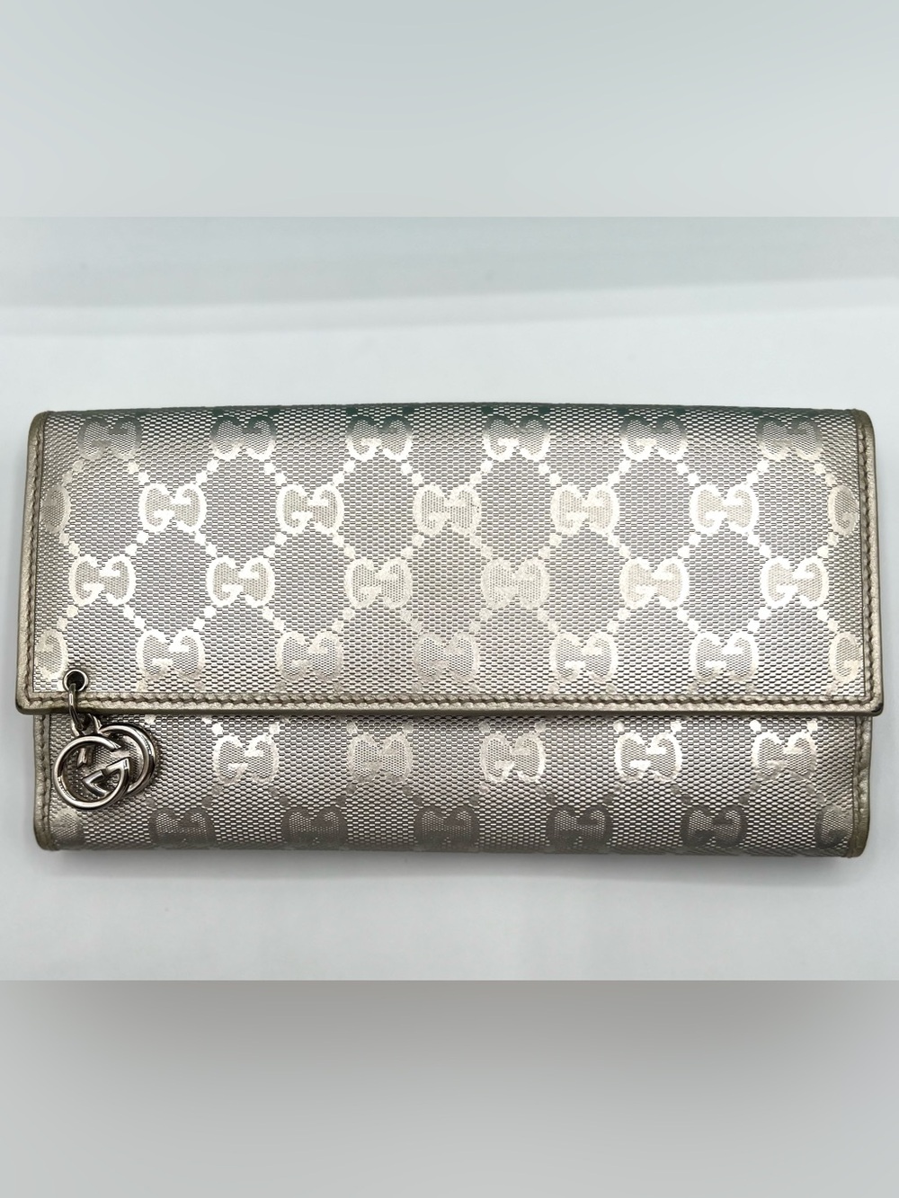 Gucci Metallic Champagne GG Continental Wallet